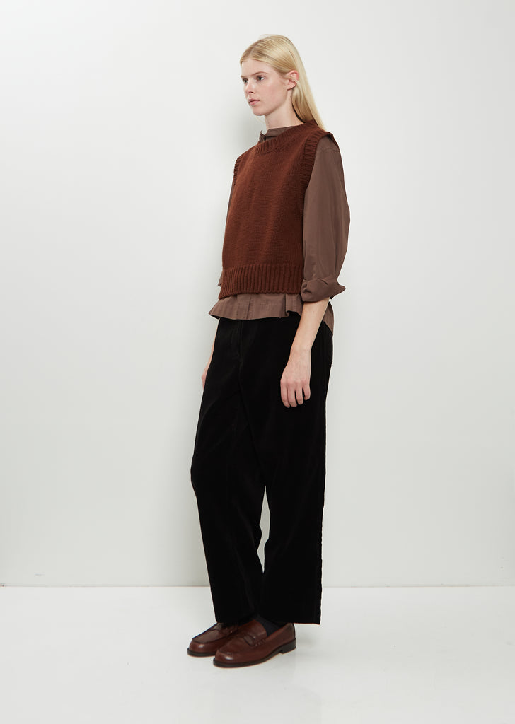 Chunky Pullover Merino Wool Vest — Rust Brown
