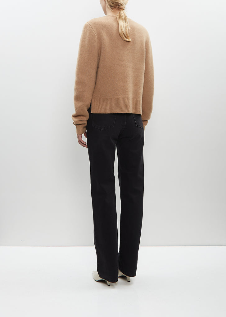 Cropped Crew-Neck Knit