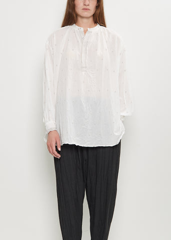 Cotton Cut Dobby Gathered Blouse