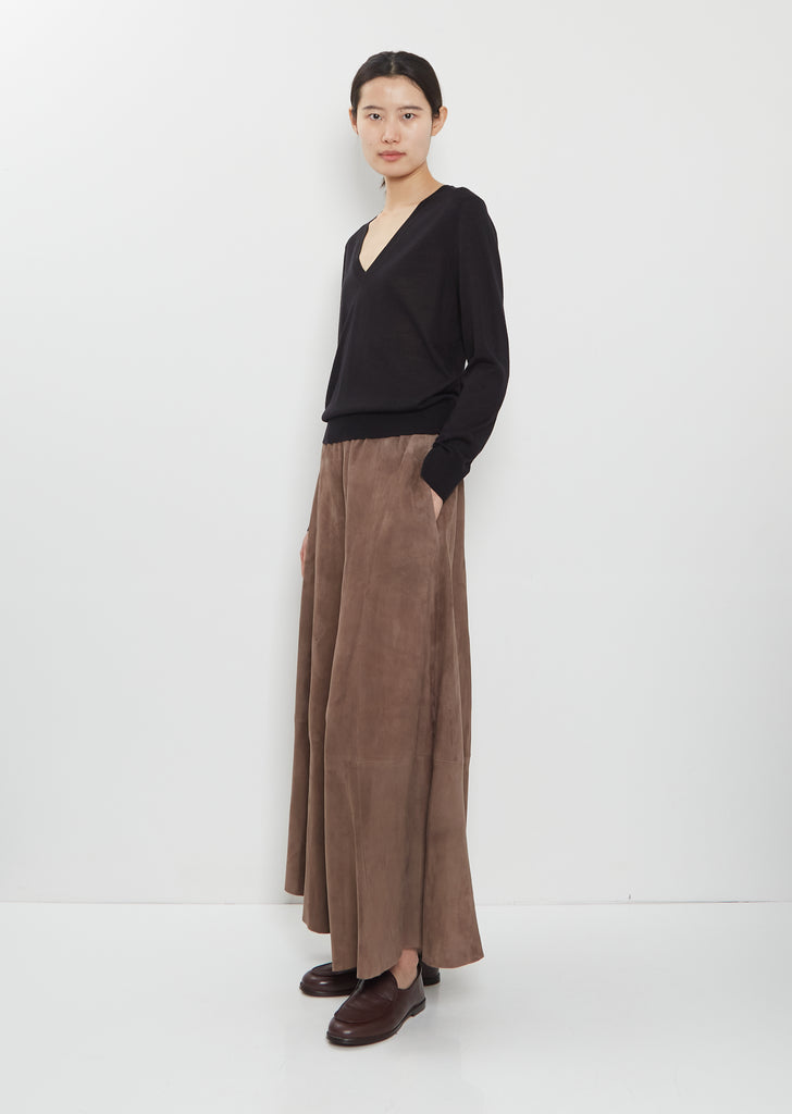 Suede Gaucho Pants — Tortora