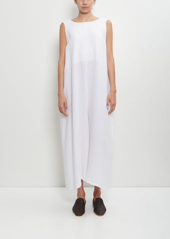 Linen Cropped Jumpsuit — White