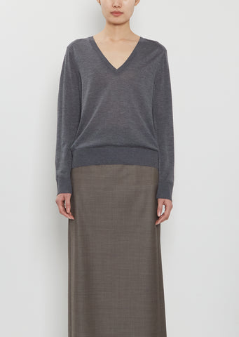 Julio Cashmere V-Neck Sweater — Anthracite Melange