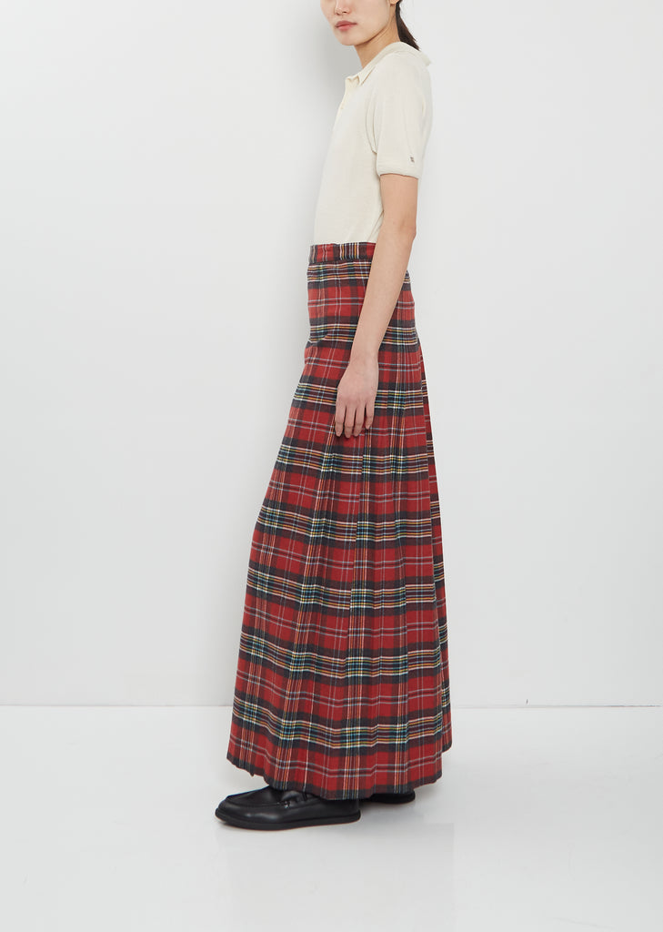 Maya Pleated Cotton Tartan Skirt