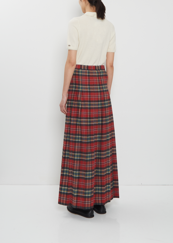 Maya Pleated Cotton Tartan Skirt