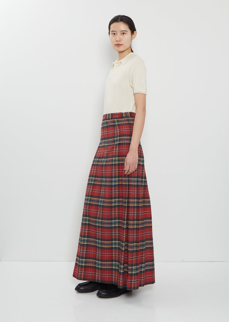 Maya Pleated Cotton Tartan Skirt