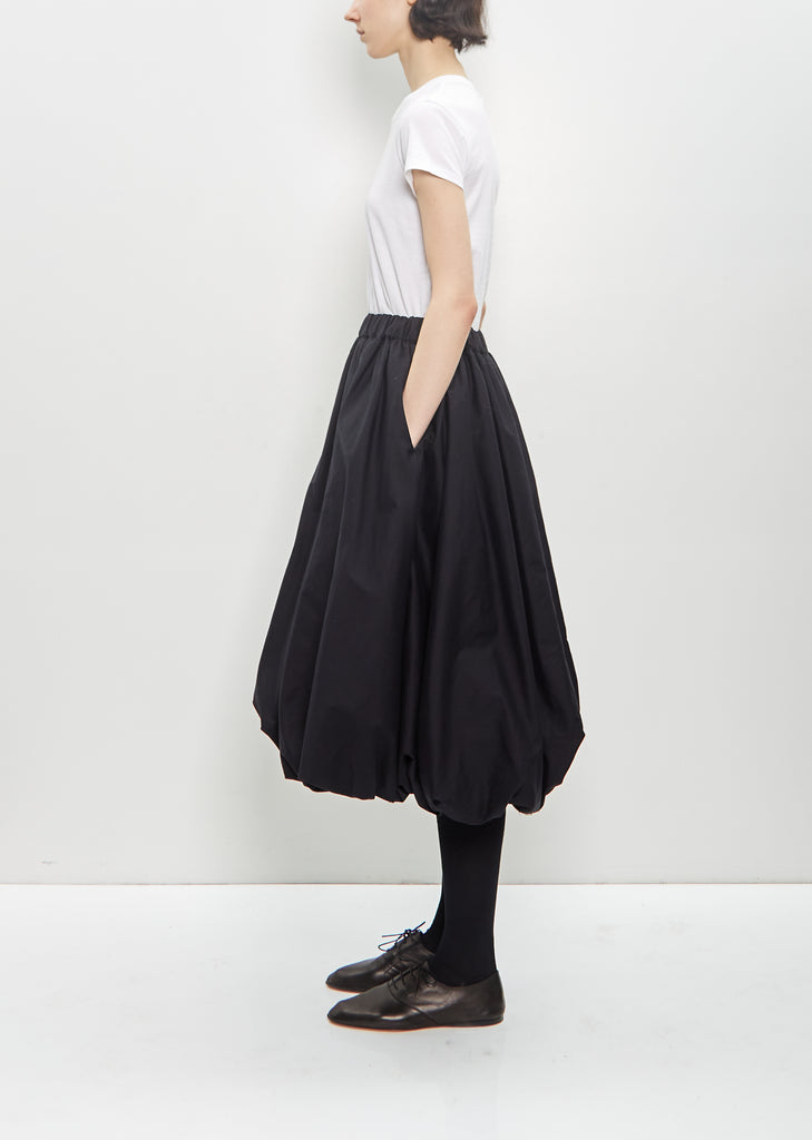 Cotton Balloon Midi Skirt — Black