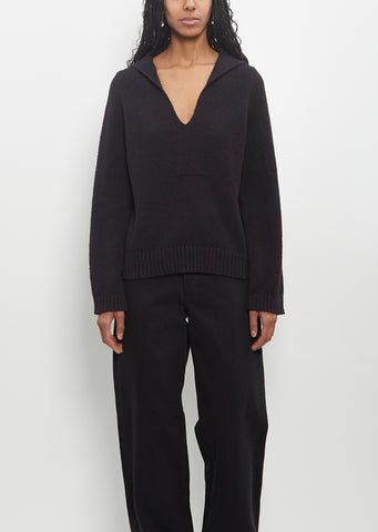 Cotton Bahia V Neck Sweater — Black