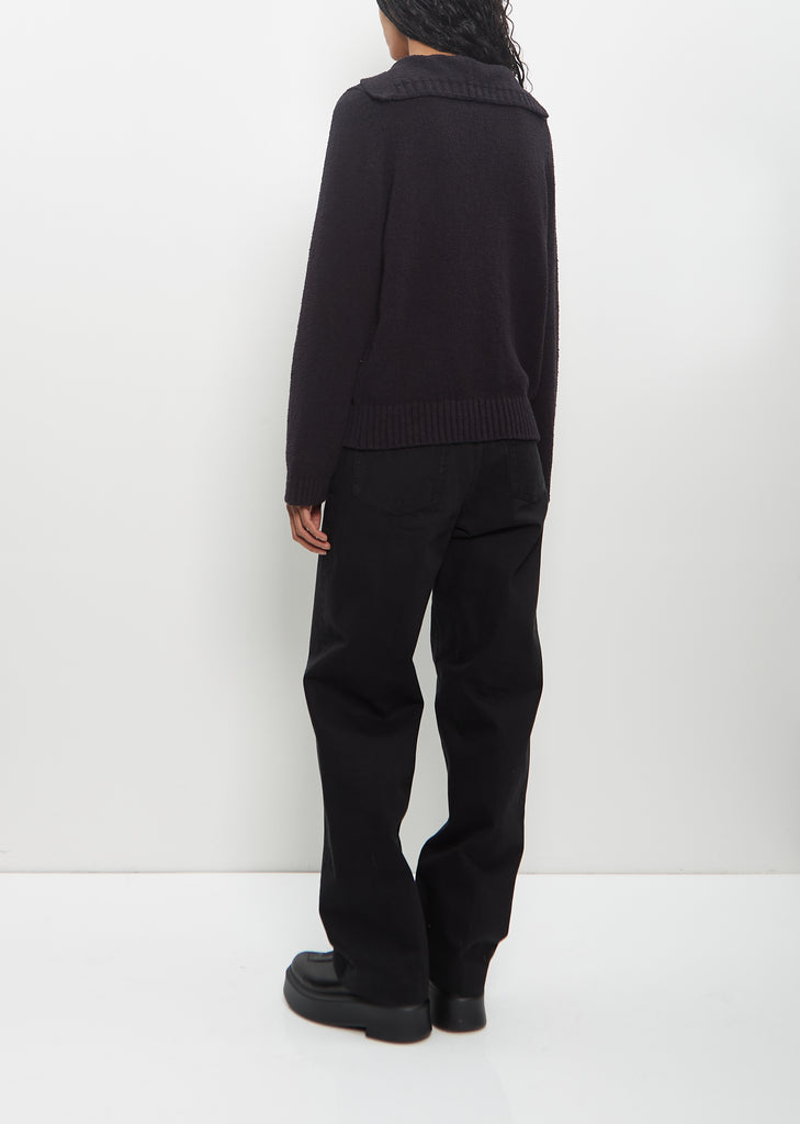 Cotton Bahia V Neck Sweater — Black