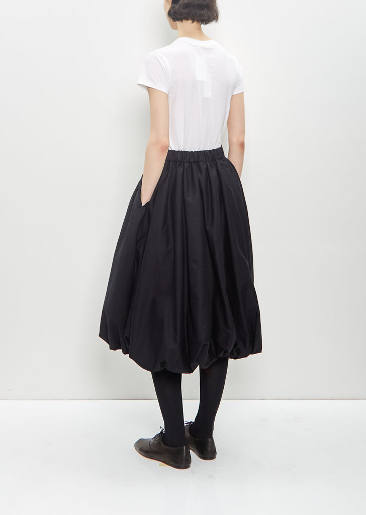 Cotton Balloon Midi Skirt — Black