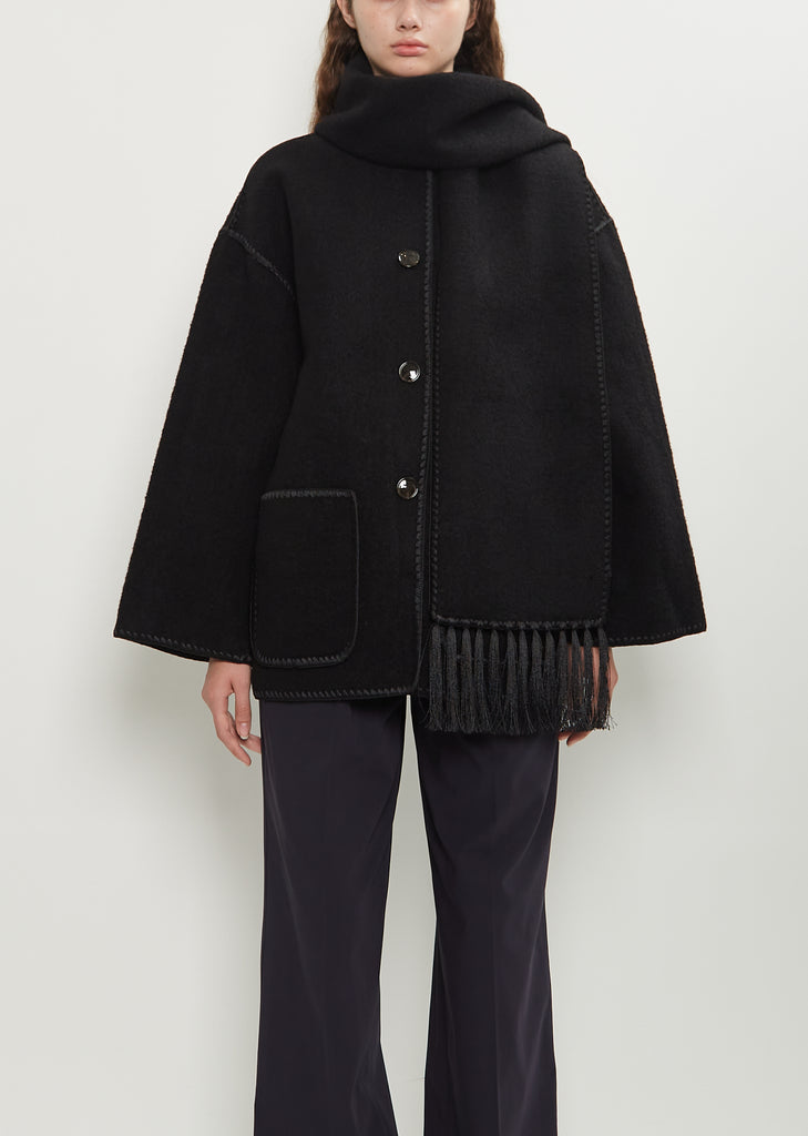 Heavy Wool Embroidered Scarf Jacket