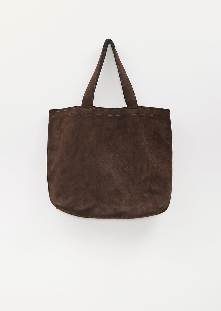 Suede Shopper Bag — Dark Brown