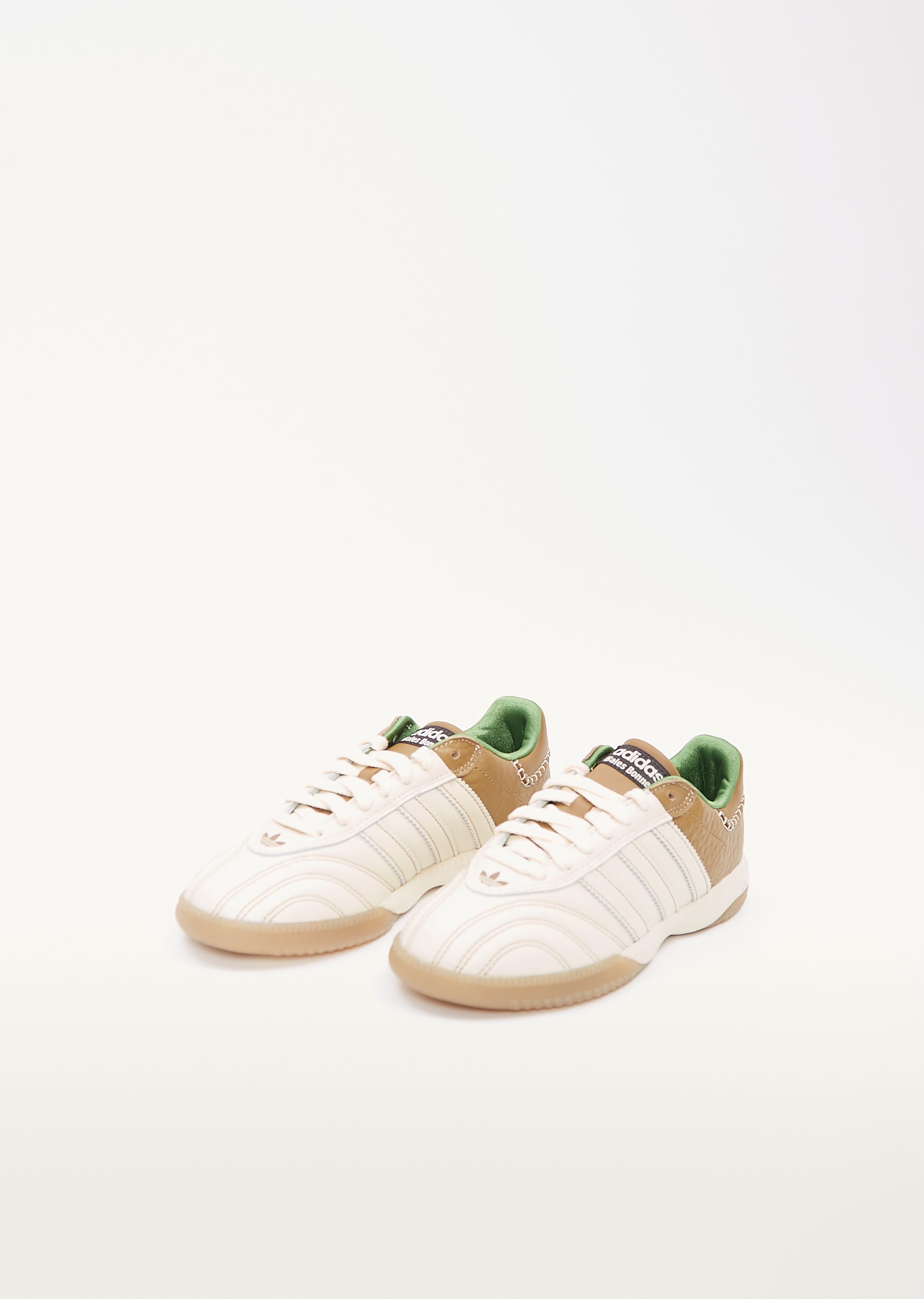Wales Bonner x adidas WB Samba Millennium Wonder White / Raw Desert / Crew Green Size: 6.5 Wales Bonner x adidas WB Samba Millennium Wonder White / Raw Desert / Crew Green Size: 6.5