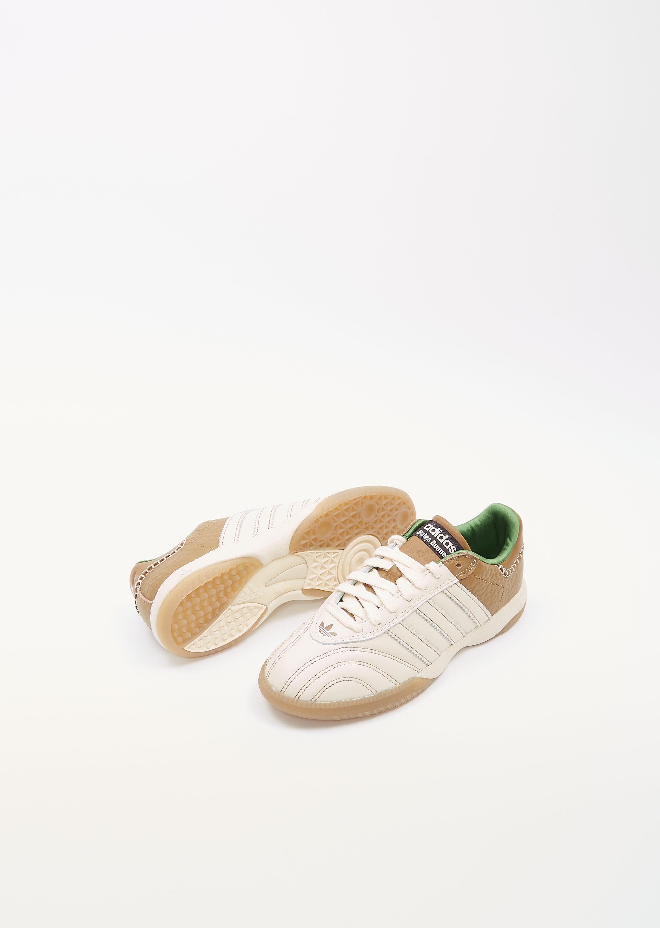 Wales Bonner x adidas WB Samba Millennium Wonder White / Raw Desert / Crew Green Size: 6.5 Wales Bonner x adidas WB Samba Millennium Wonder White / Raw Desert / Crew Green Size: 6.5