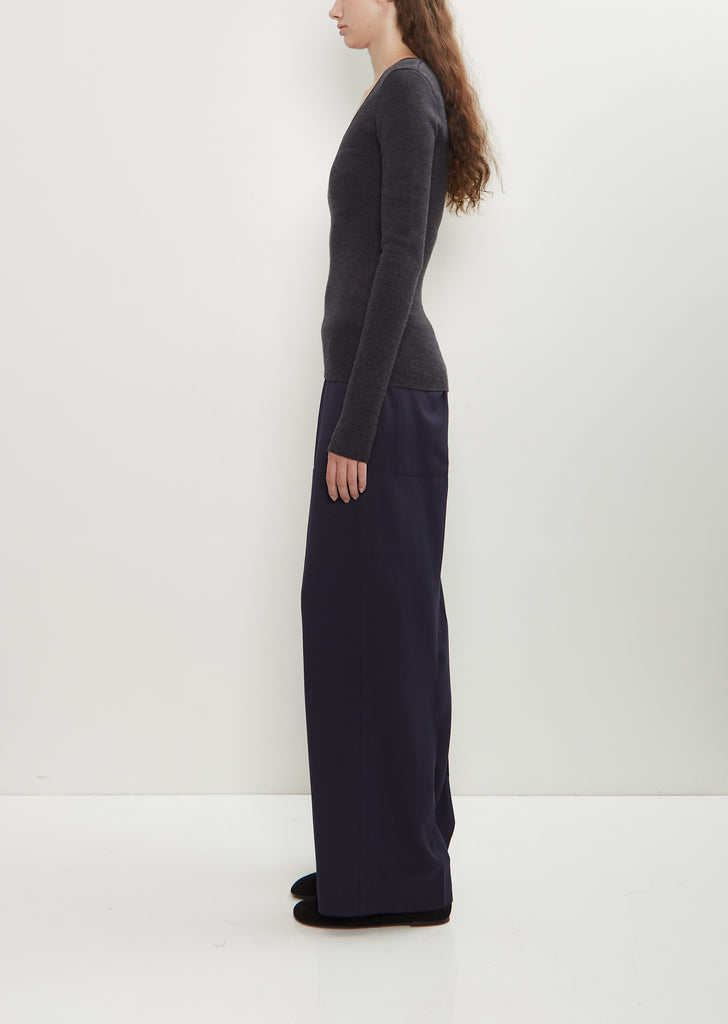 Compact Wool Blend Knit Top