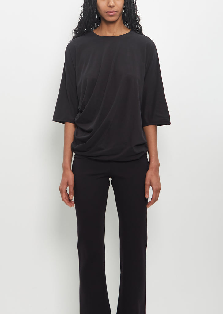 Stretch Silk Margia Fitted Draped Sheer T-Shirt