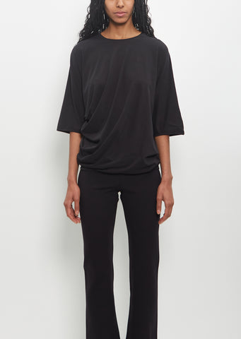 Stretch Silk Margia Fitted Draped Sheer T-Shirt