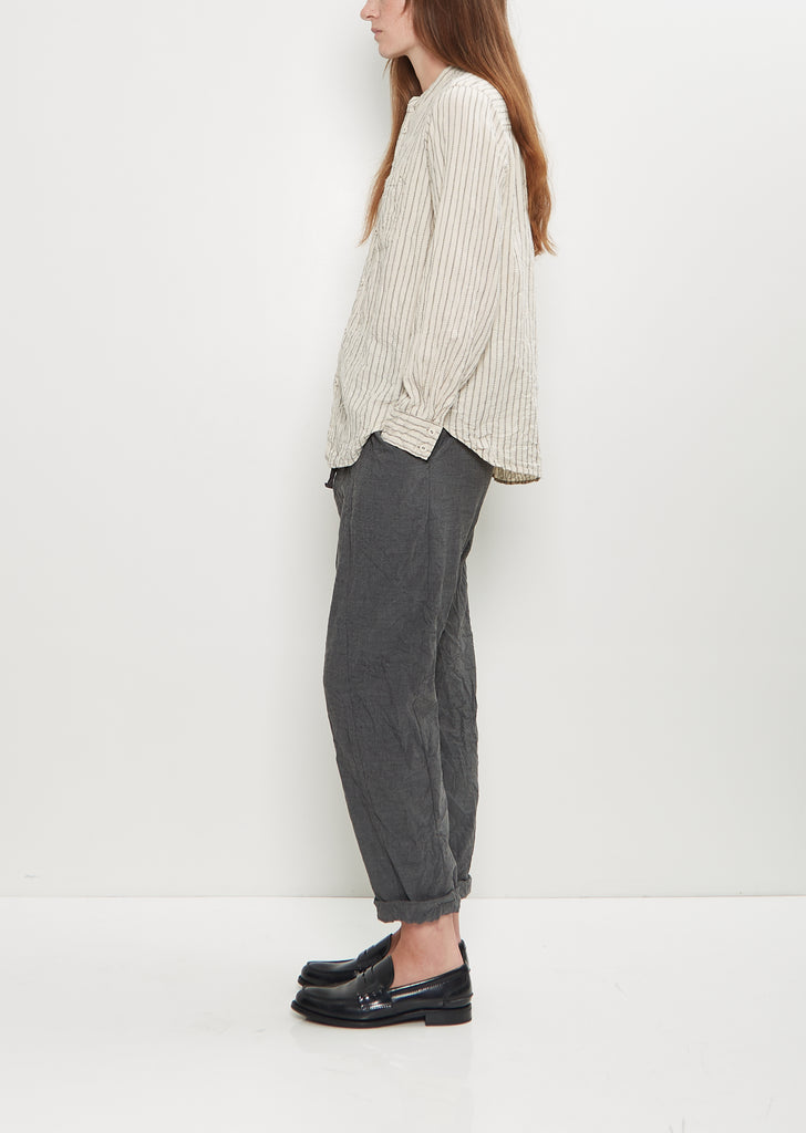 Dobby Stripe Shirring Blouse