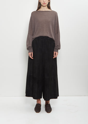 Suede Gaucho Pants — Black