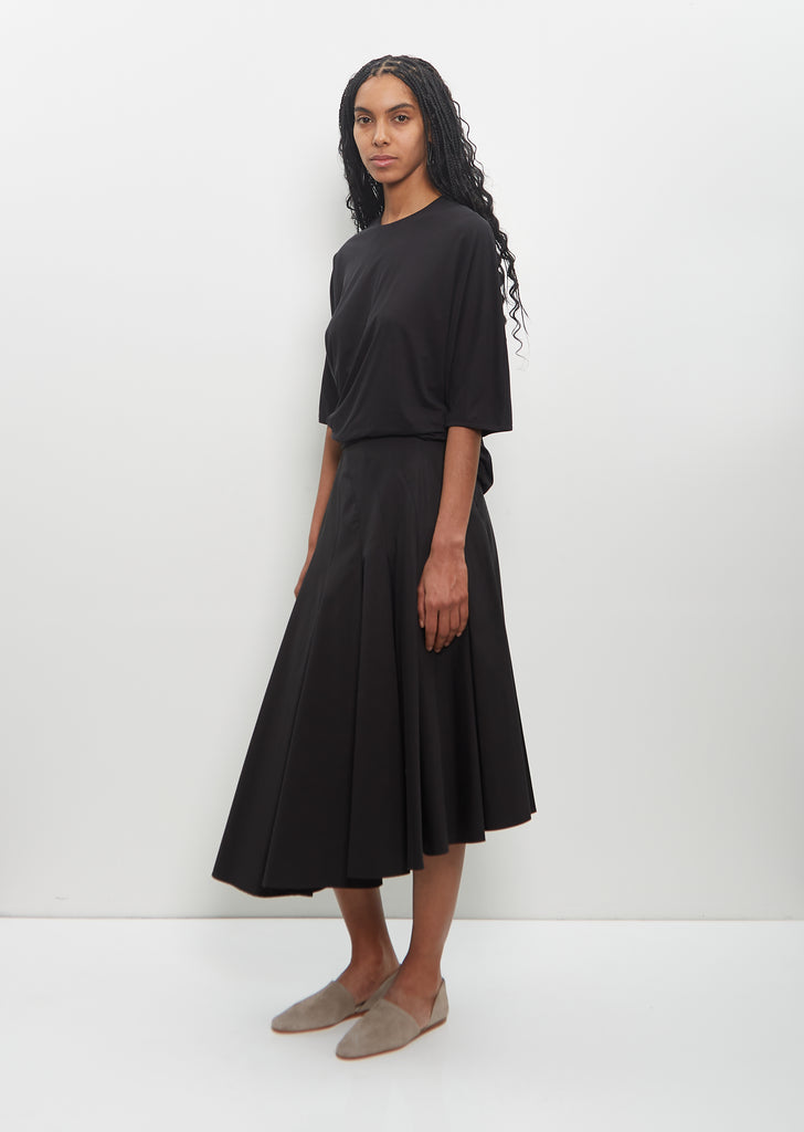 Cotton Rio Asymmetrical Pleated Midi Skirt