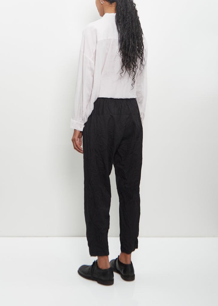 Poly-Wool Stripe Tapered Pants — Black