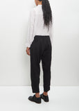 Poly-Wool Stripe Tapered Pants — Black