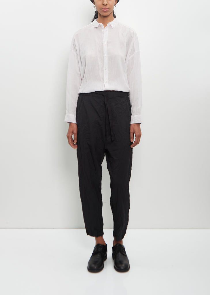 Poly-Wool Stripe Tapered Pants — Black