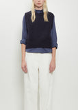 Chunky Pullover Merino Wool Vest — Rich Navy