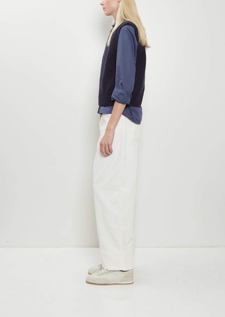 Chunky Pullover Merino Wool Vest — Rich Navy