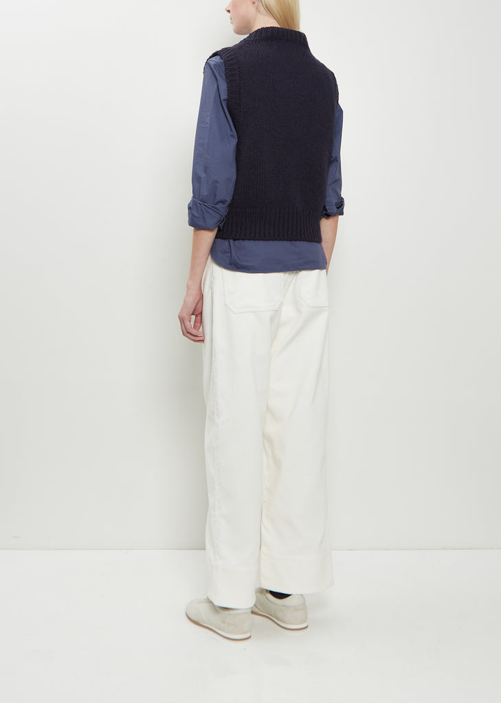 Chunky Pullover Merino Wool Vest — Rich Navy