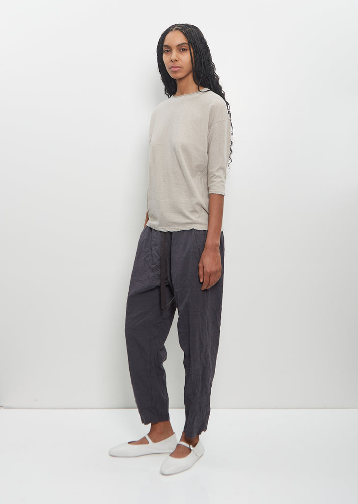 Poly-Wool Stripe Tapered Pants — Grey