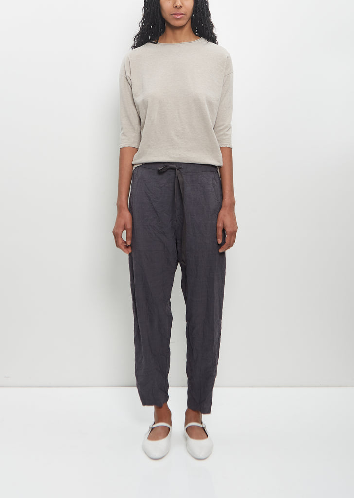 Poly-Wool Stripe Tapered Pants — Grey