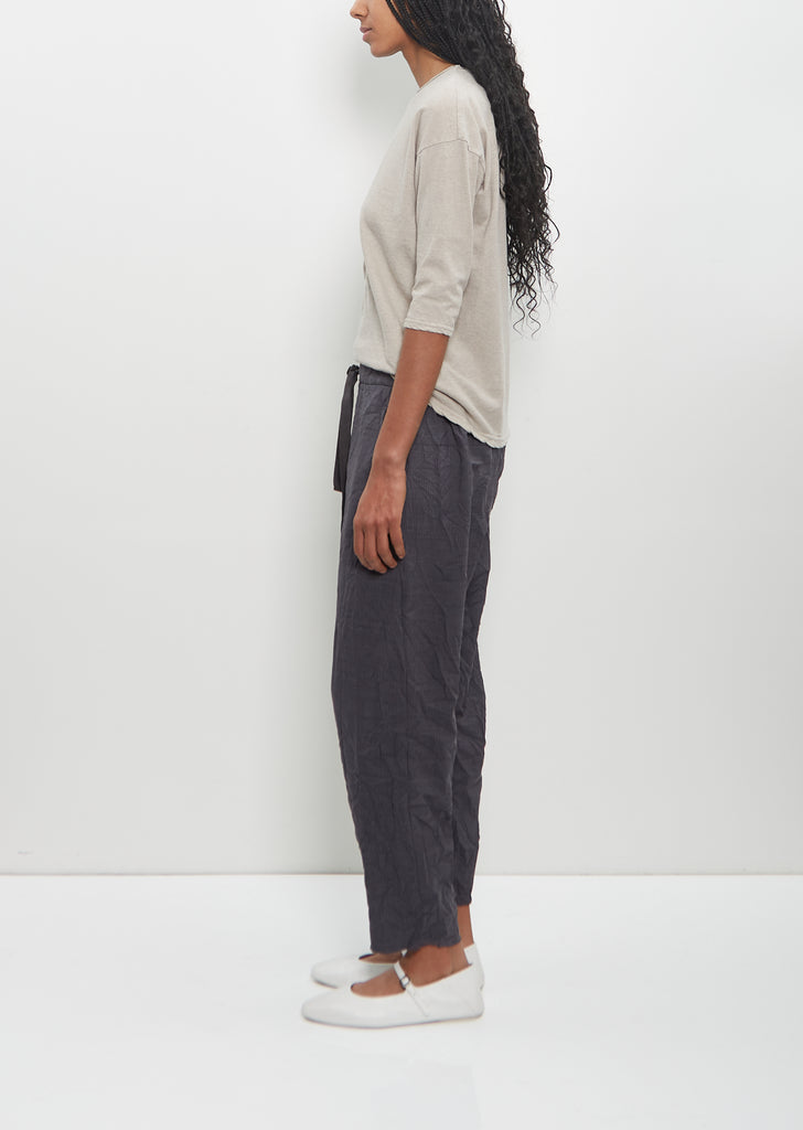 Poly-Wool Stripe Tapered Pants — Grey