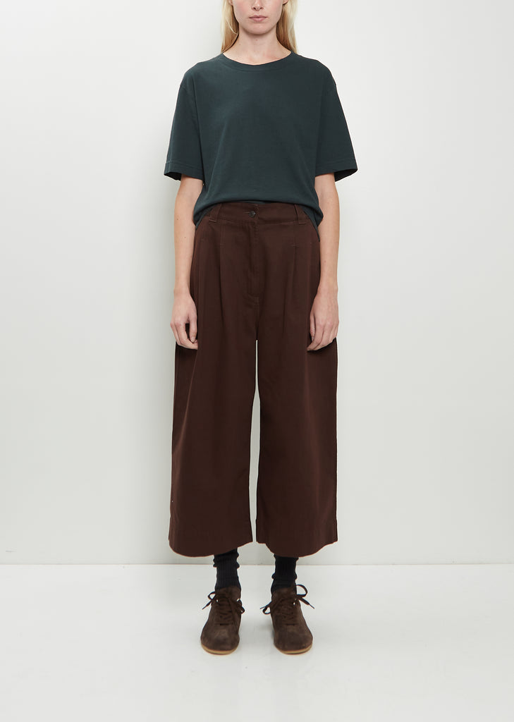 Pleated Culotte Cotton Pants