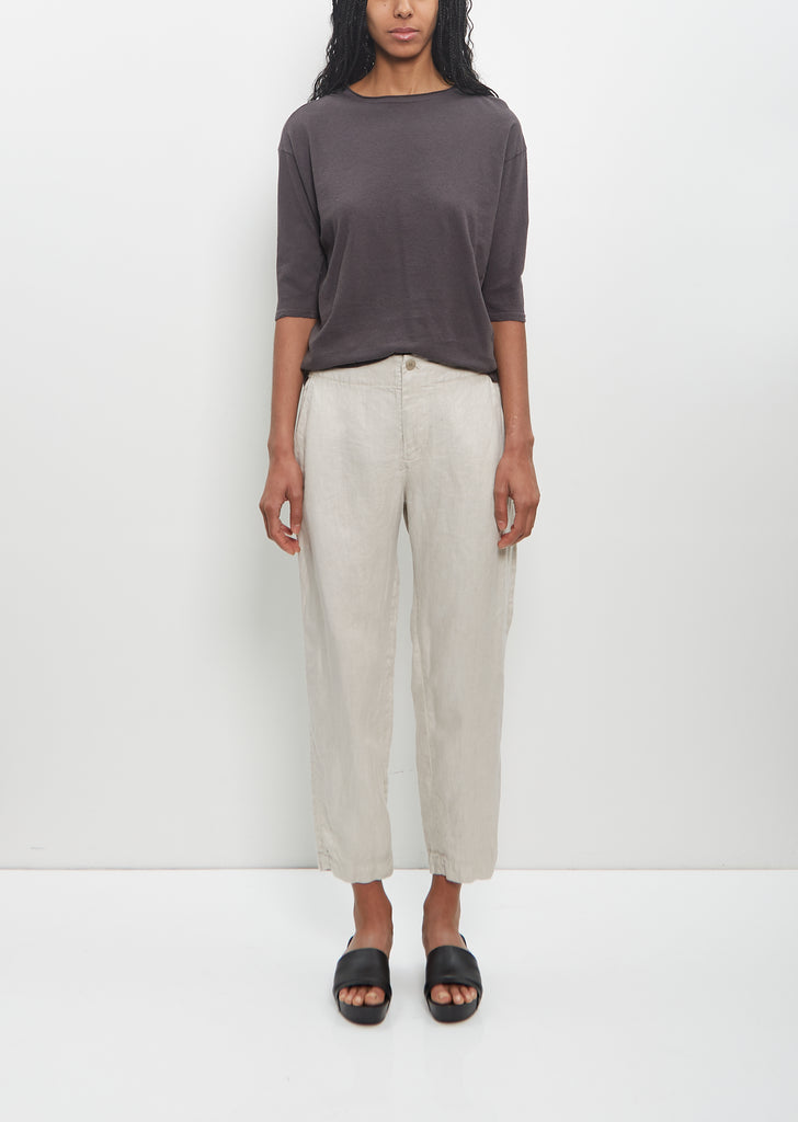 Linen Tapered Pants — Light Gray