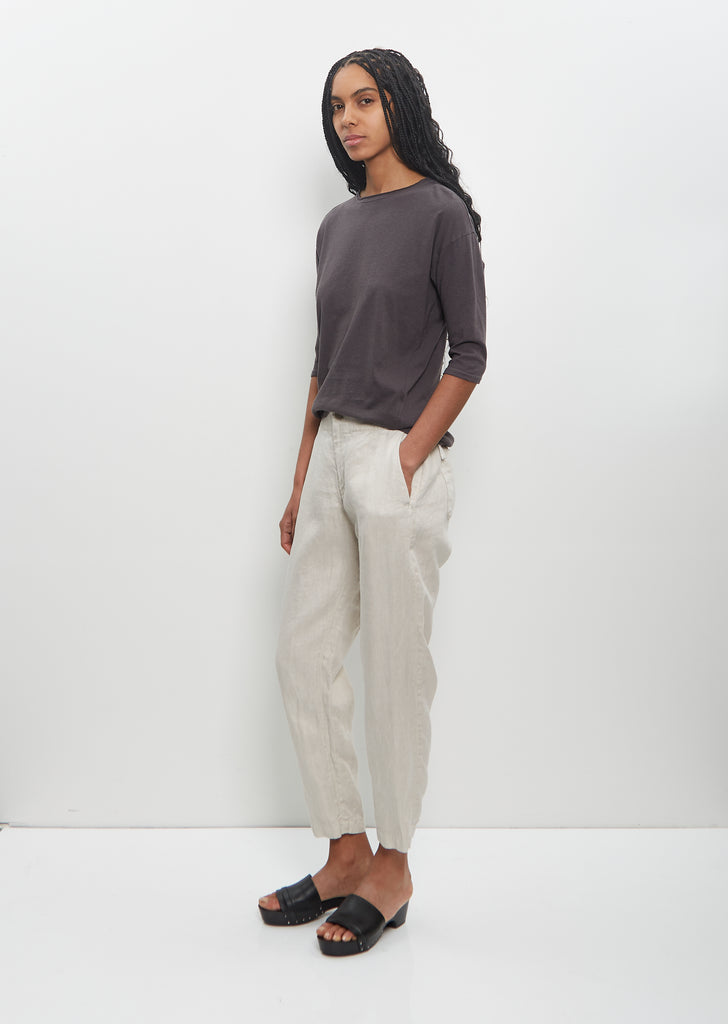 Linen Tapered Pants — Light Gray