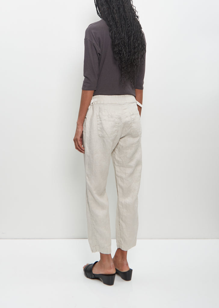 Linen Tapered Pants — Light Gray