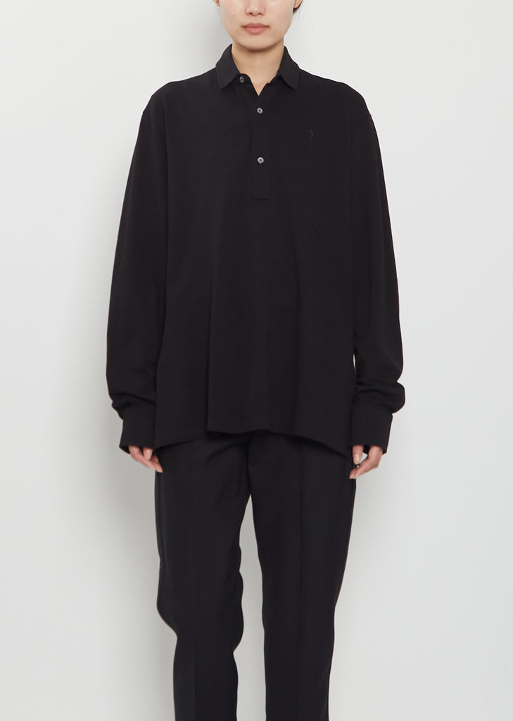 Origami Cotton Polo Shirt — Black