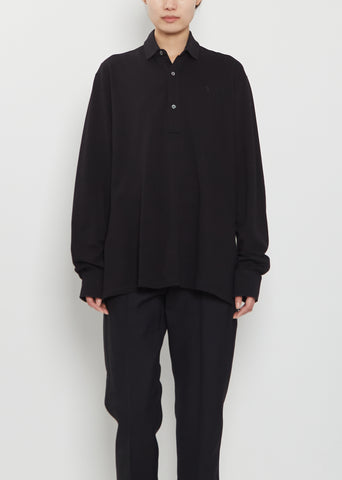 Origami Cotton Polo Shirt — Black