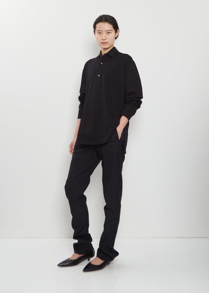 Origami Cotton Polo Shirt — Black