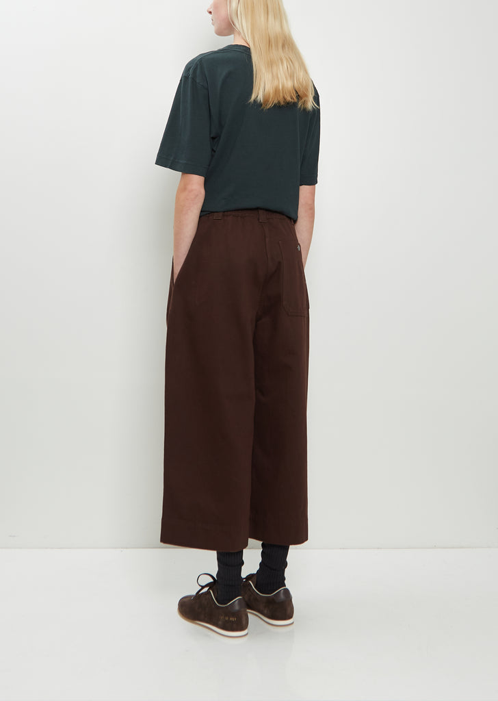 Pleated Culotte Cotton Pants