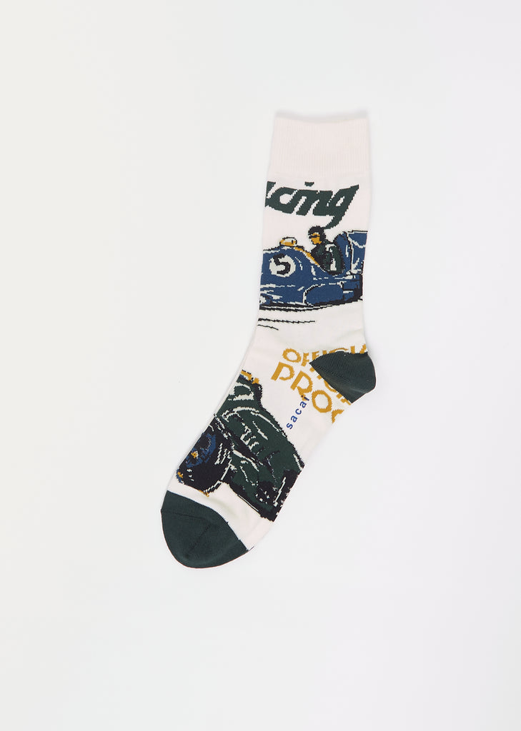 Cotton Car Race Socks — Ivory