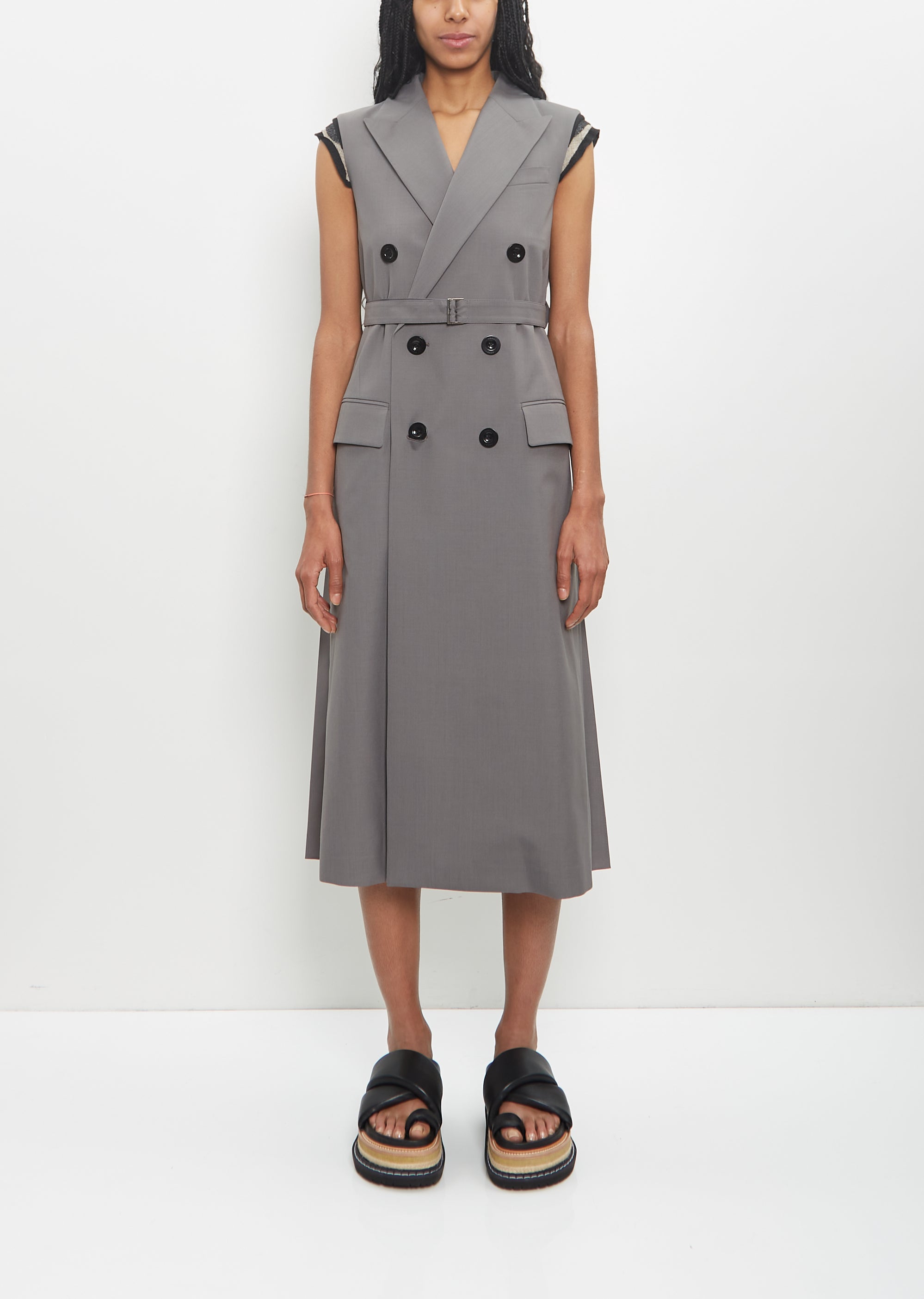 dress with long vest Poly Wool Suiting Long Vest Dress – La Garçonne