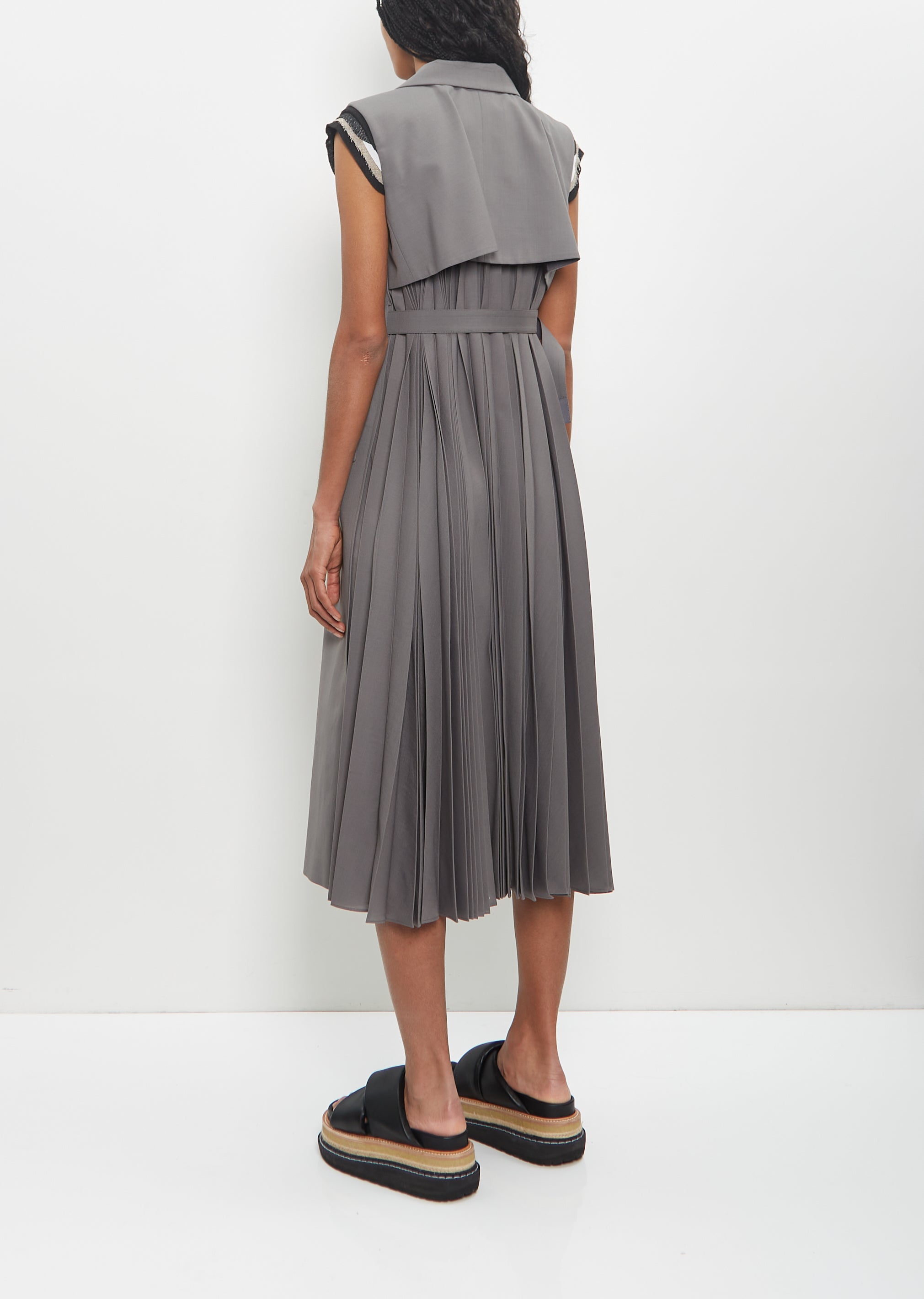 Poly Wool Suiting Long Vest Dress La Garonne Poly Wool Suiting Long Vest Dress La Garonne