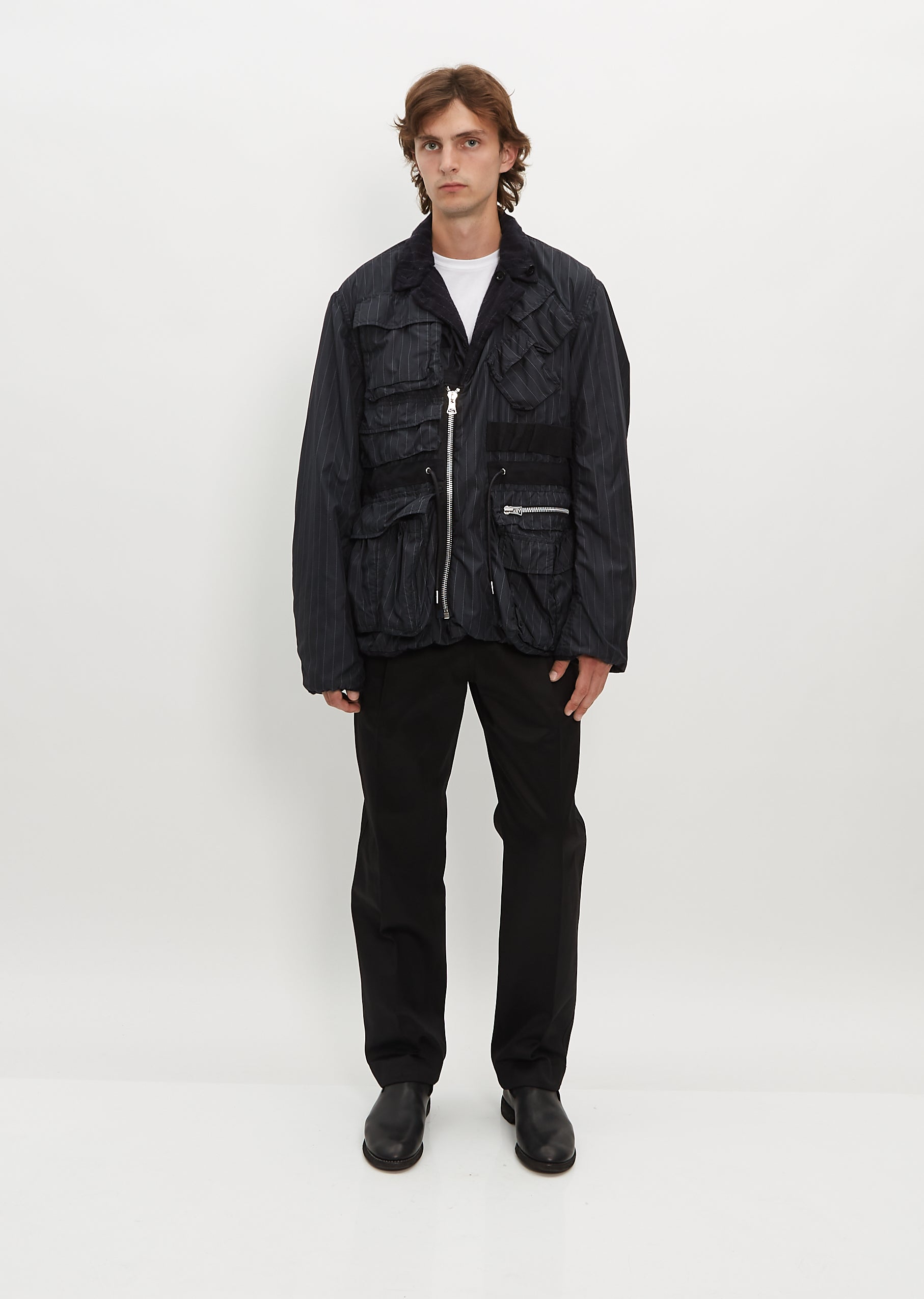 Sacai Wool Shrivel Pants in Navy