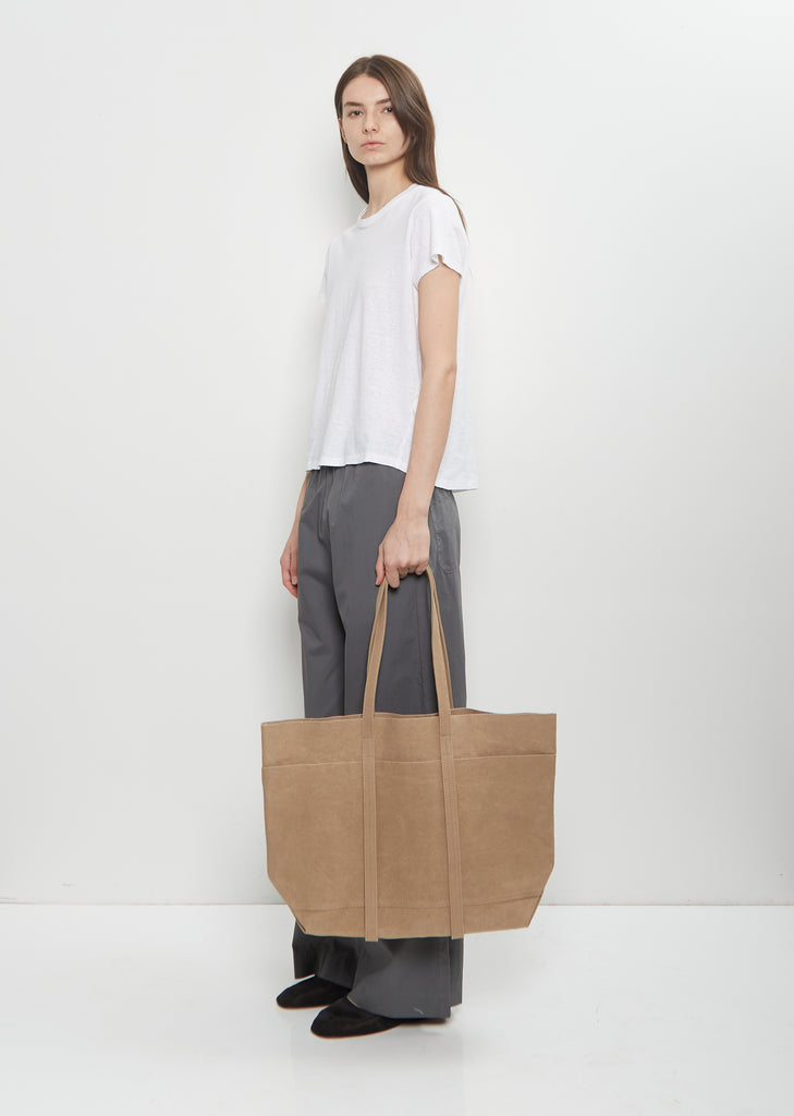 Washed Canvas 6 Pockets Tote, Medium — Taupe