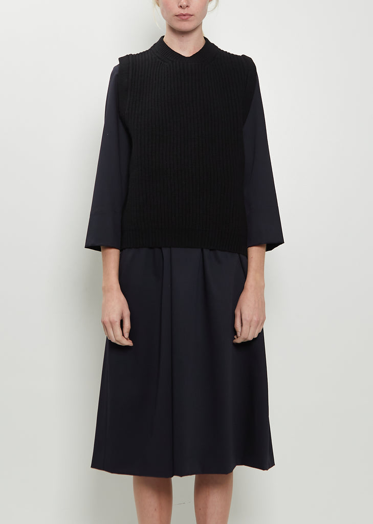 English Rib Pullover Merino Wool Vest — Black