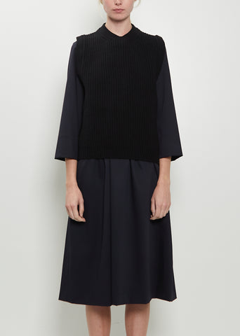 English Rib Pullover Merino Wool Vest — Black