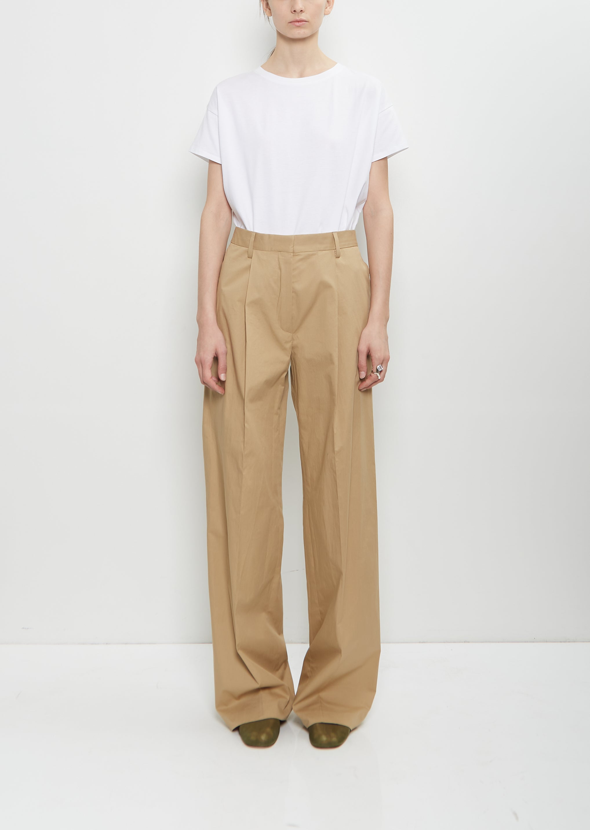 Cotton Portias Pants — Beige – La Garçonne