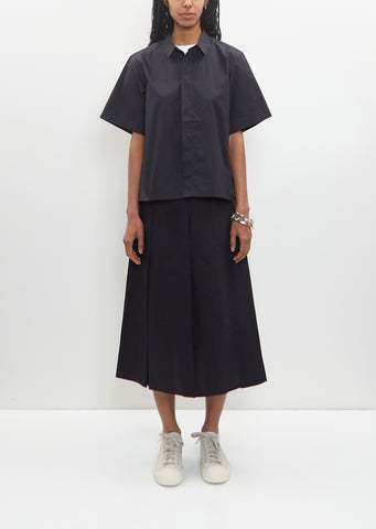 Cotton Sisli Pleated Skirt — Midnight