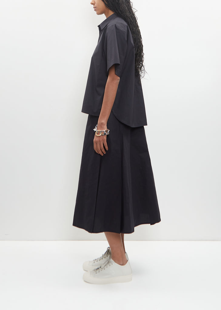 Cotton Sisli Pleated Skirt — Midnight